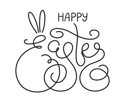 Happy Easter hand lettering quote, calligraphy, cursive script, written text. Illustrazione stock