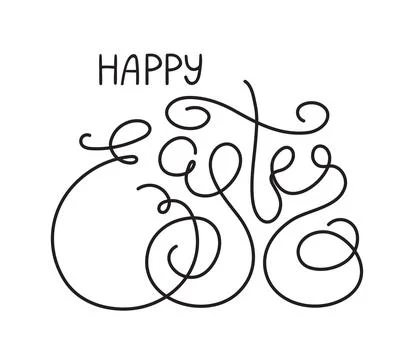 Happy Easter hand lettering quote, calligraphy, cursive script, written text. Illustrazione stock