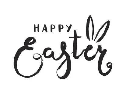 Happy Easter hand lettering quote, calligraphy, cursive script, written text. Stock Illustration