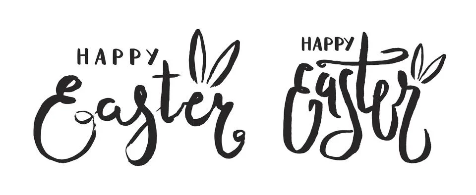 Happy Easter hand lettering quotes, calligraphy elements collection Stock Illustration