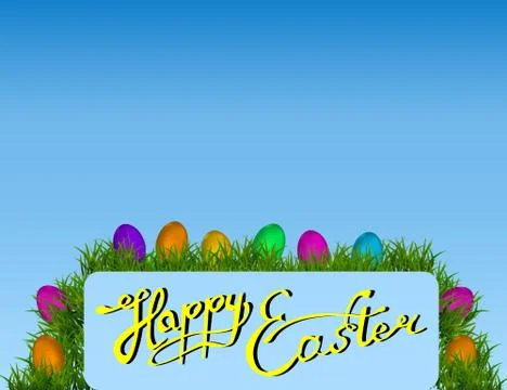 Happy Easter Hand Lettering on the Sparkling Background with gra Stock Illustration