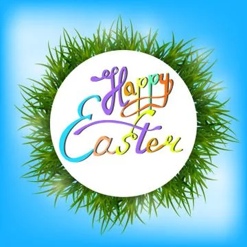 Happy Easter Hand Lettering on the Sparkling Background with gra Stock Illustration