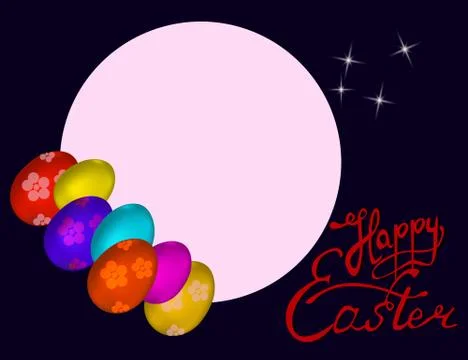 Happy Easter Hand Lettering on the Sparkling Background  with  e Stock Illustration