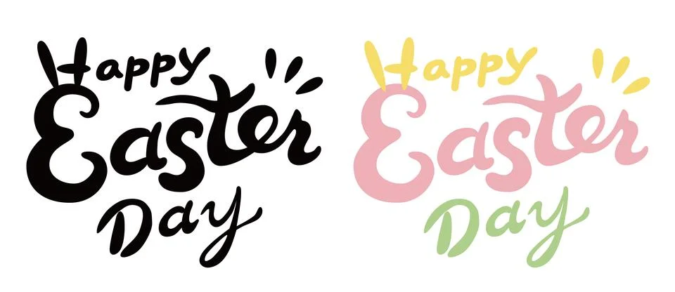 Happy Easter hand-lettering text material. Stylish and festive calligraphy. Stock Illustration