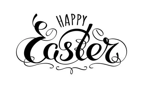 Happy easter hand lettering typography vector. Handwritten easter greeting card Stock Illustration