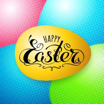 Happy easter hand lettering typography greeting card. Handwritten happy easter 스톡 일러스트