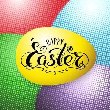 Happy easter hand lettering typography greeting card. Handwritten happy easter Stock Illustration