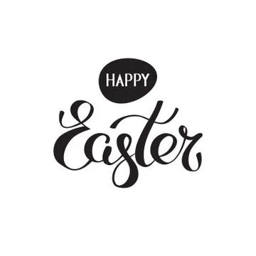 Happy easter hand lettering vector. Handwritten happy easter greeting card Stock Illustration