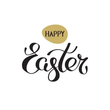 Happy easter hand lettering vector. Script font. Handwritten easter card Illustrazione stock
