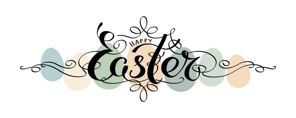 Happy easter hand written lettering, typography. Handwritten calligraphy happy Stock Illustration