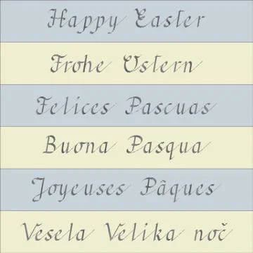 Happy Easter - handwriting in six different languages Stock Illustration