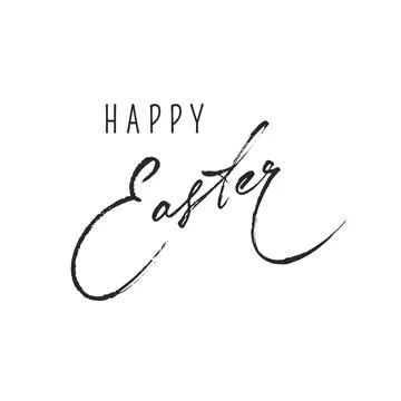 Happy Easter handwritten brush script lettering for seasonal design Illustrazione stock