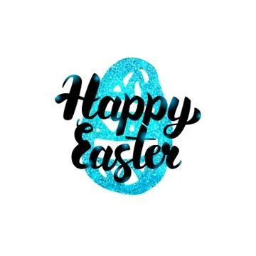 Happy Easter Handwritten Greeting Stock Illustration