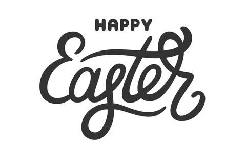 Happy Easter handwritten ink lettering label black Stock Illustration