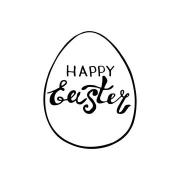 Happy Easter - handwritten lettering in egg shaped frame. Vector hand drawn d Stockillustratie