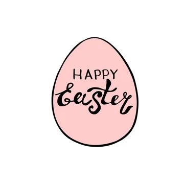 Happy Easter - handwritten lettering in egg shaped frame. Vector hand drawn c Stock Illustration