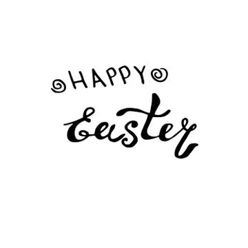 HAPPY EASTER - handwritten modern calligraphy vector illustration. Black lett Illustrazione stock