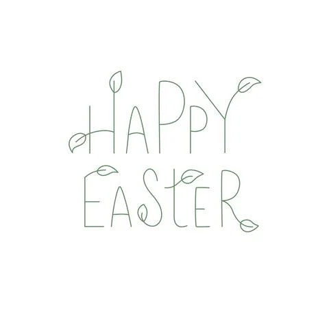 Happy Easter handwritten spring sign with leaf. Fresh, green style typography Stock Illustration