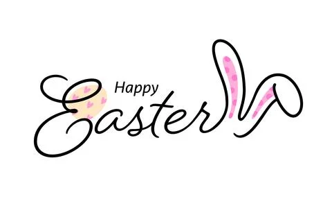 Happy easter handwritten typography lettering text design. Badge and icon. Stock Illustration