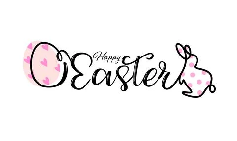 Happy easter handwritten typography lettering text design. Badge and icon. Stock Illustration