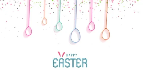 Happy easter with Hanging colorful eggs Video stock 241653181