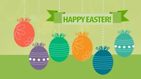 Happy Easter! Hanging Easter eggs animated. Stock Footage 35940177