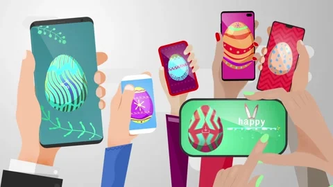 Happy Easter &amp; Happy Easter Day - Mobile Phones Stock Footage 267410271