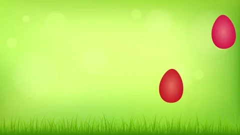Happy easter hare in the meadow between colorful eggs Stock Footage 104544894