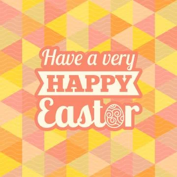 Happy Easter headline with geometric background, flat design Stock Illustration
