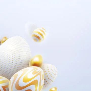 Happy Easter holiday background with 3d eggs Stock Illustration