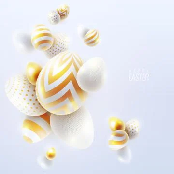 Happy Easter holiday background with 3d eggs Stock Illustration