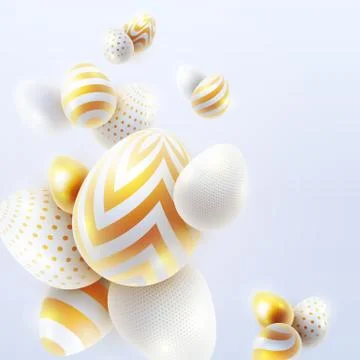 Happy Easter holiday background with 3d eggs Stock Illustration