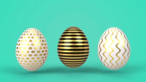 Happy Easter holiday background. Colorful eggs 3d animation in minimal style. Stock Footage 124925878