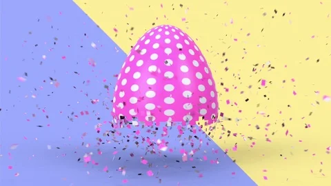 Happy Easter holiday background. Colorful eggs 3d animation in minimal style. Stock Footage 124926071
