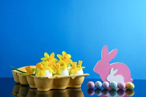 Happy Easter holiday background concept. Easter decoration Stockfoto's