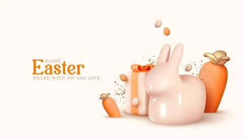 Happy Easter Holiday background. Festive design with realistic decoration e.. Stock Illustration