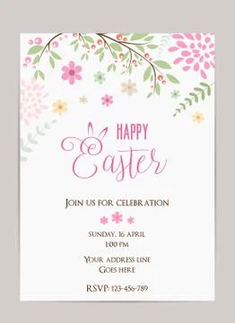Happy Easter holiday background. Party invitation template Stock Illustration