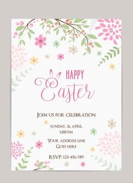Happy Easter holiday background. Party invitation template. Stock Illustration