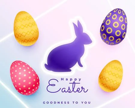 Happy easter holiday background with rabbit silhouette and colorful egg Stock Illustration