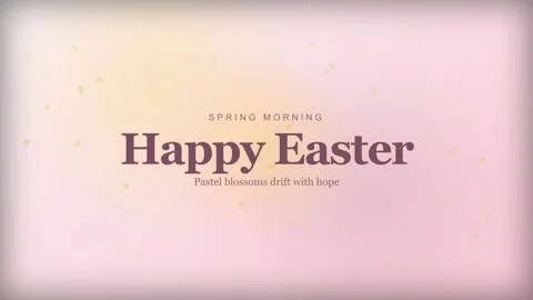 Happy Easter holiday card animation on soft pastel pink background Stock Footage 336636771