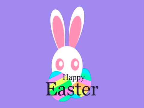 Happy Easter. Holiday card with Easter bunny and eggs with a pattern. Vector  库存插图