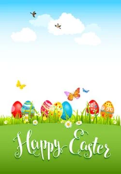 Happy Easter holiday card Stock Illustration