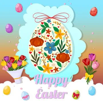 Happy Easter, holiday card Stock Illustration