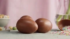 4K Animation of Empty Chocolate Egg Open, Stock Video