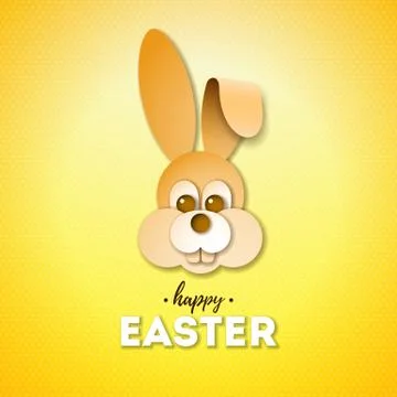 Happy Easter Holiday Design with Nice Rabbit Face and Typography Lettering on Stock Illustration