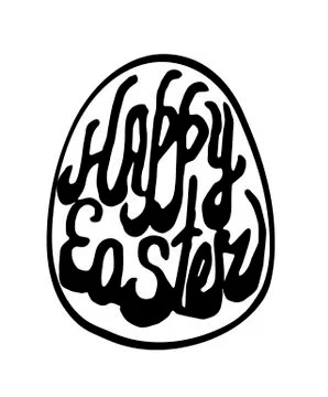 Happy Easter holiday egg hand drawn ettering typography vector illustration 스톡 일러스트