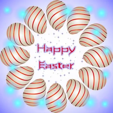 Happy Easter holiday eggs with red lines arranged in a circle Illustrazione stock