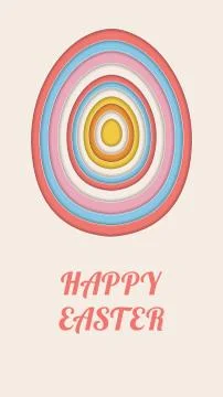 Happy Easter. Holiday greeting postcard with 3d colorful paper cut egg. Vector. Stock Illustration