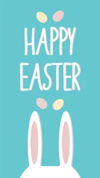 Happy Easter. Holiday greeting postcard with rabbit ears. Stock illustration. Stock Illustration