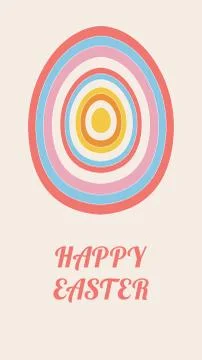Happy Easter. Holiday greeting postcard with colorful cute egg. Postcard, card Stock Illustration